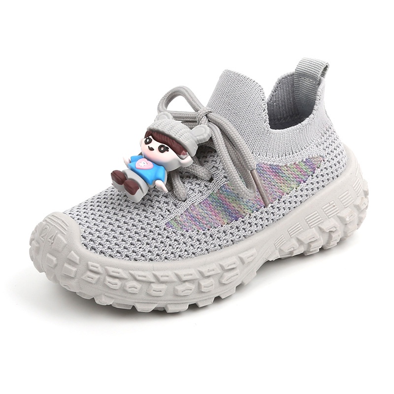 Giày Thể Thao Đế Mềm Phối Lưới Thoáng Khí Họa Tiết Hoạt Hình Dễ Thương Cho Bé Gái