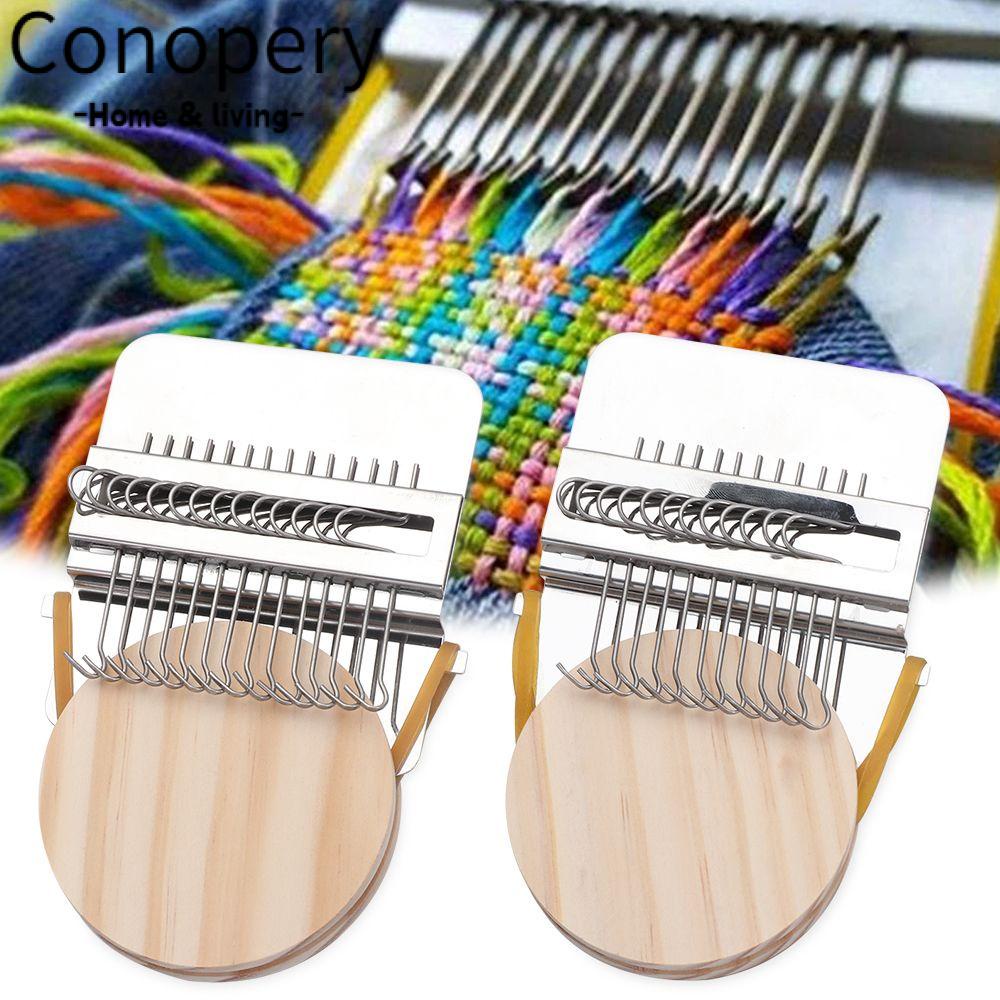 Conopery Máy dệt nhỏ mending jeans quần áo kim loại công cụ dệt tự làm bằng gỗ fun mending loom