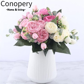 Conopery hoa hồng lụa CONOPERY với 9 bông dài 30cm phong cách cổ điển
