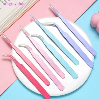 Sthb 1 bộ nhíp thẳng cong màu fr nail art sticker rhinestones picking tool trang điểm eyelash diy tweezer tool vn