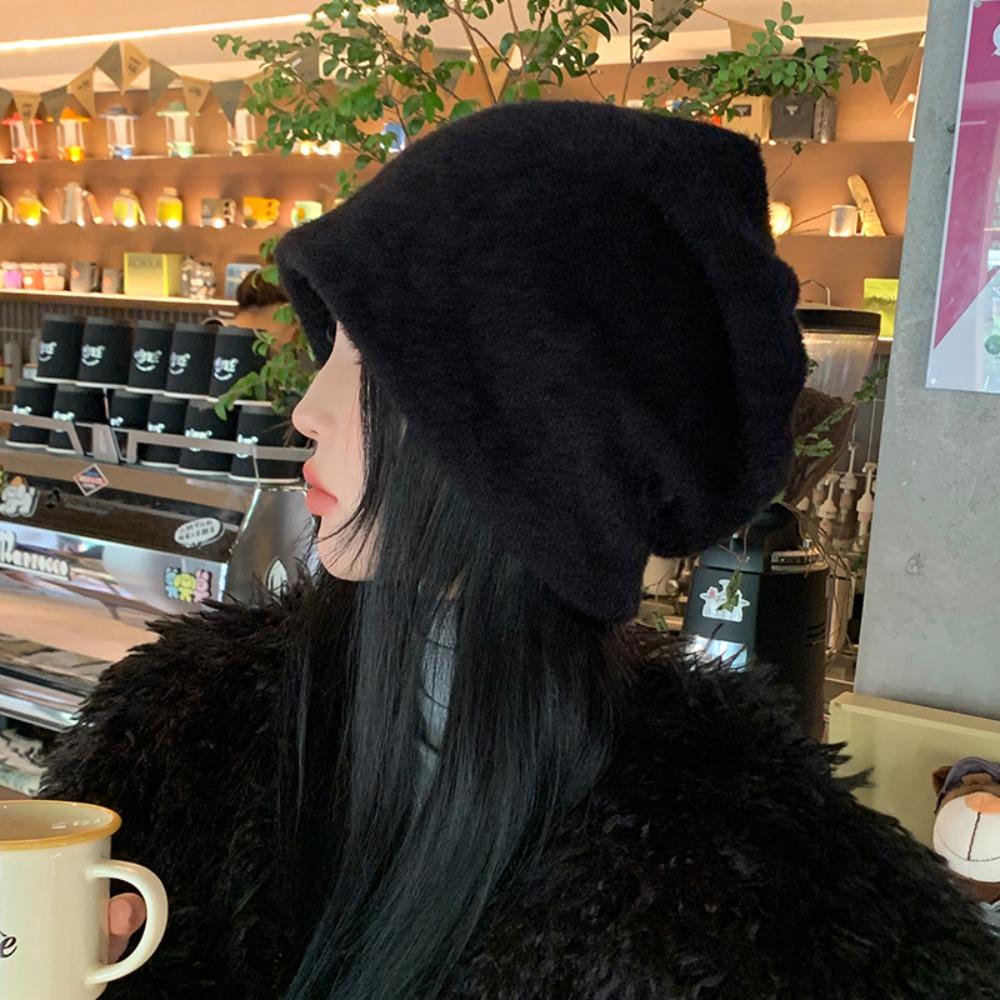 Muvako Mink Mũ Trùm Đầu Bằng Lông Nhung Dày Dặn Màu Trơn Chống Gió Giữ Ấm Tai Cho Nữ