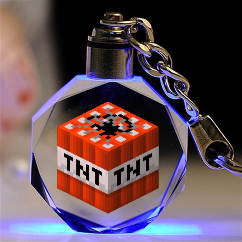 Minecraft pha lê móc chìa khóa phim hoạt hình mặt dây chuyền lưu niệm anime vòng chìa khóa wither enderman