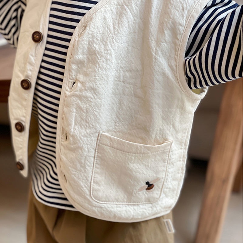 Áo Khoác Không Tay Thêu Họa Tiết Phong Cách Mới Thời Trang Xuân Thu Cho Bé Trai