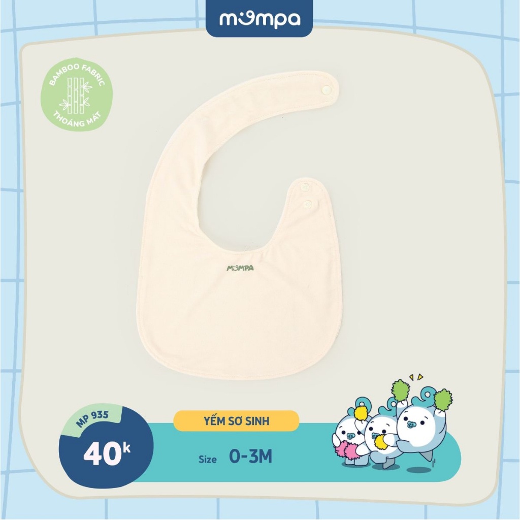 Set bao tay chân mũ yếm sơ sinh cho bé Mompa từ 0 đến 3 tháng vải Sợi tre Bamboo mềm mại thoáng khí MP 933 934 935