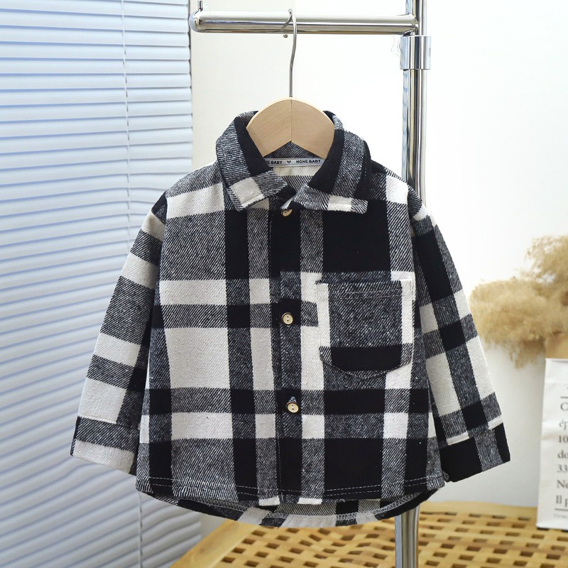 90-160cm phiên bản hàn quốc áo sơ mi dài tay cho trẻ em mùa xuân thu bé trai bé gái thời trang phong cách phương tây áo khoác kẻ sọc áo khoác sẵn sàng vận chuyển nhanh