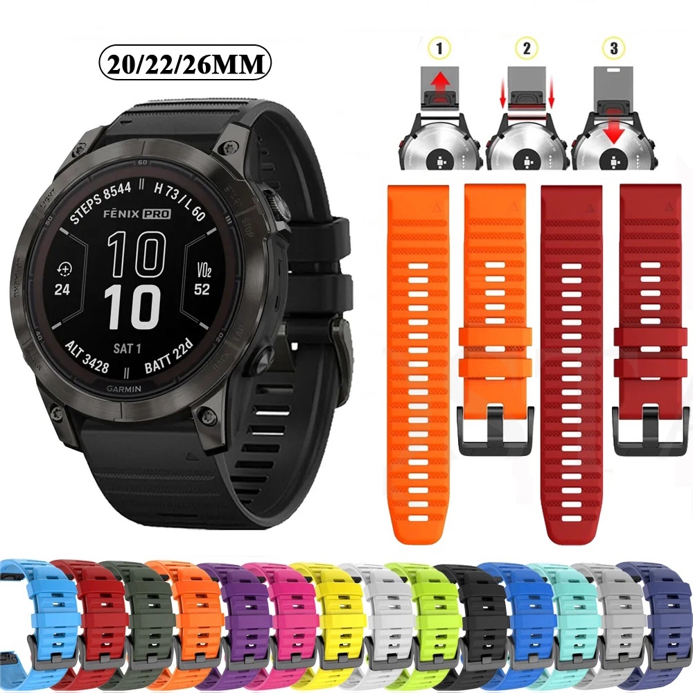 Dây đeo đồng hồ silicon quickfit 26mm 22mm cho garmin fenix 7x 7 7s 6x 6 6s pro 5 5x 5s epix 2 vòng đeo tay cho đồng hồ thông minh