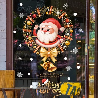 DECAL NOEL – Hít tĩnh điện-Chuông Ông Già Noel vòng Nguyệt quế trang trí giáng sinh