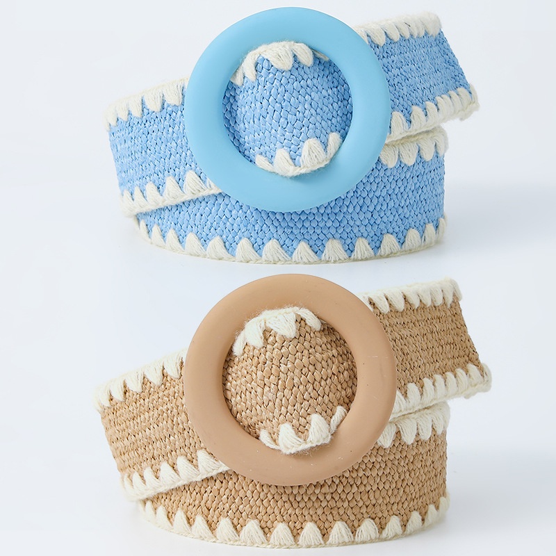 1 Cuộn Dây Thắt Lưng Co Giãn Bằng Sợi Cỏ PP Màu Kẹo Ngọt Thời Trang Đi Biển Mùa Hè Dành Cho Nữ