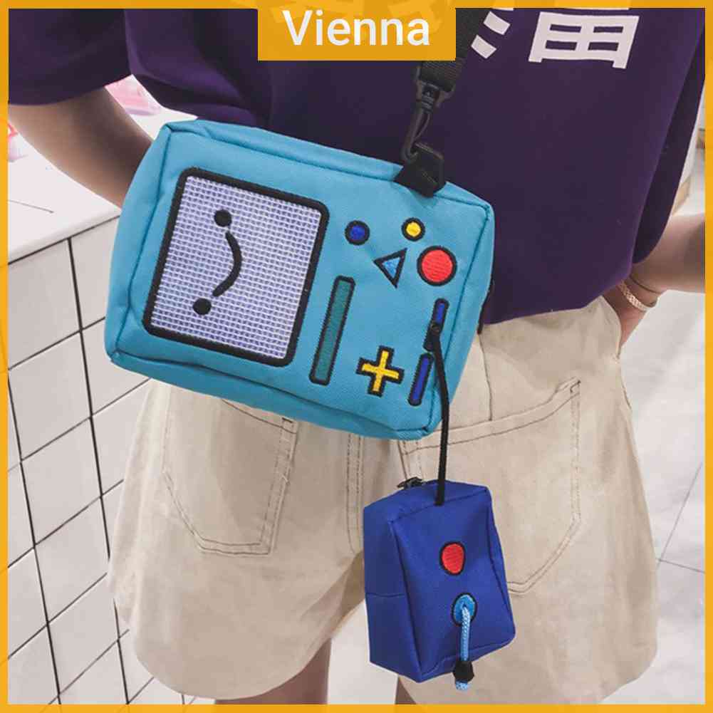 Túi Đeo Chéo Vải Bố Mini In Hình Robot Thời Trang Cho Nữ