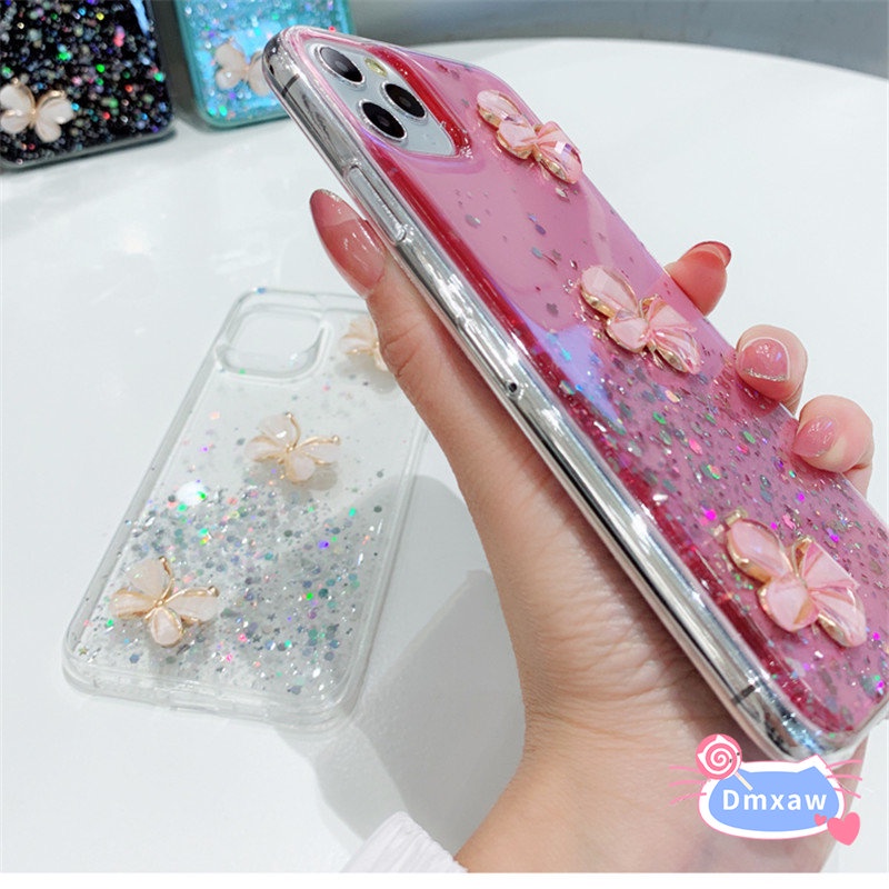 Ốp Điện Thoại Hình Bướm 3D Lấp Lánh Cho Samsung Galaxy Note 20 Ultra J5 J2 Prime Grand Prime J6 J4 Plus J6 + J4 + A8 + A8 Plus A9 A7 2018
