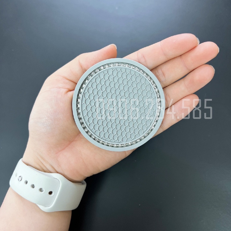 Miếng Lót Cốc Trên Xe Ô Tô Đính Đá Trang Trí Nội Thất Xe cao cấp - Đế lót cốc cao su cách nhiệt