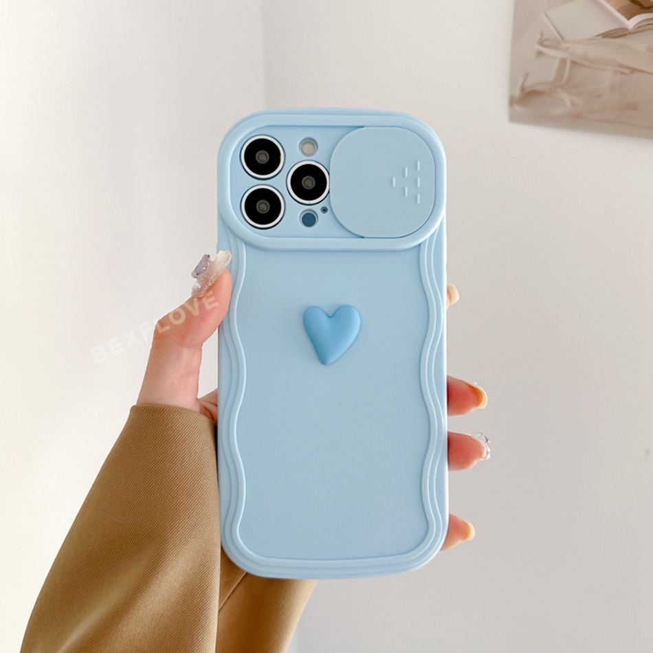 Ốp Điện Thoại Silicon Mềm Hình Trái Tim 3D Dễ Thương Cho IPhone 11 12 13 14 Pro Max Plus 14pro 13Pro 12Pro 12Promax 13Promax 14Promax