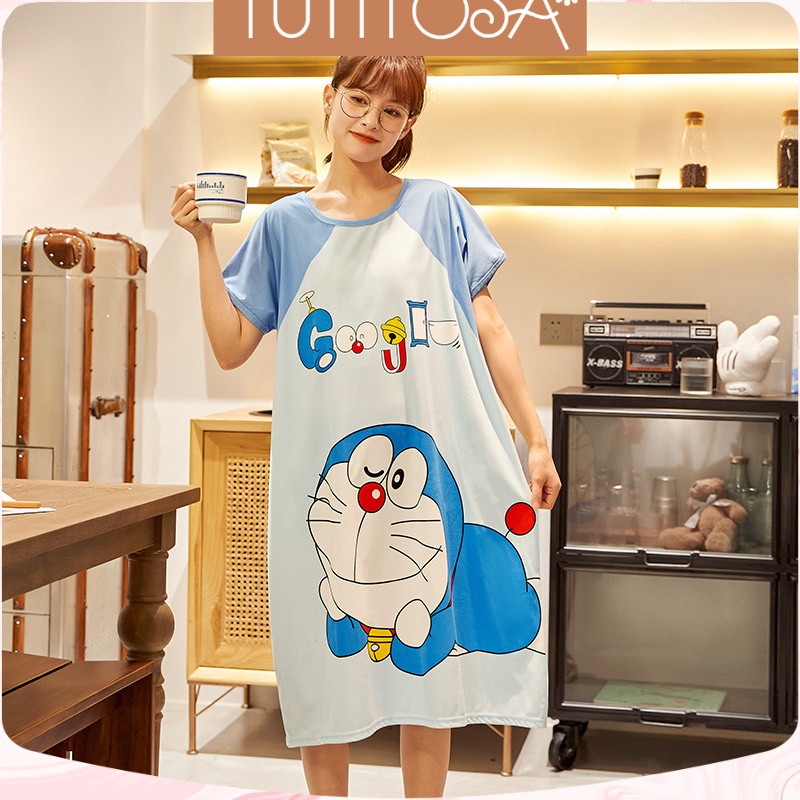 Váy ngủ bigsize nữ đầm ngủ 50-90Kg dáng suông mặc nhà in hoạt hình cute dễ thương mùa hè Tutitosa | BigBuy360 - bigbuy360.vn