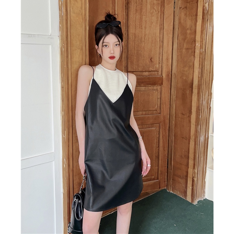 Đầm Da PU Không Tay Dáng Rộng Thời Trang Cá Tính Cho Nữ