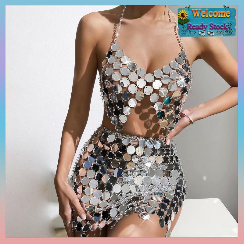 Chân Váy Múa Bụng Đính Kim Sa Lấp Lánh Thời Trang Cho Nữ