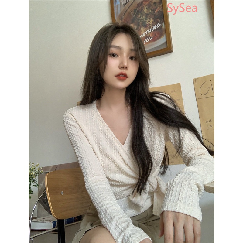 Áo Kiểu Tay Dài Cổ Chữ V Thời Trang Quyến Rũ Cho Nữ