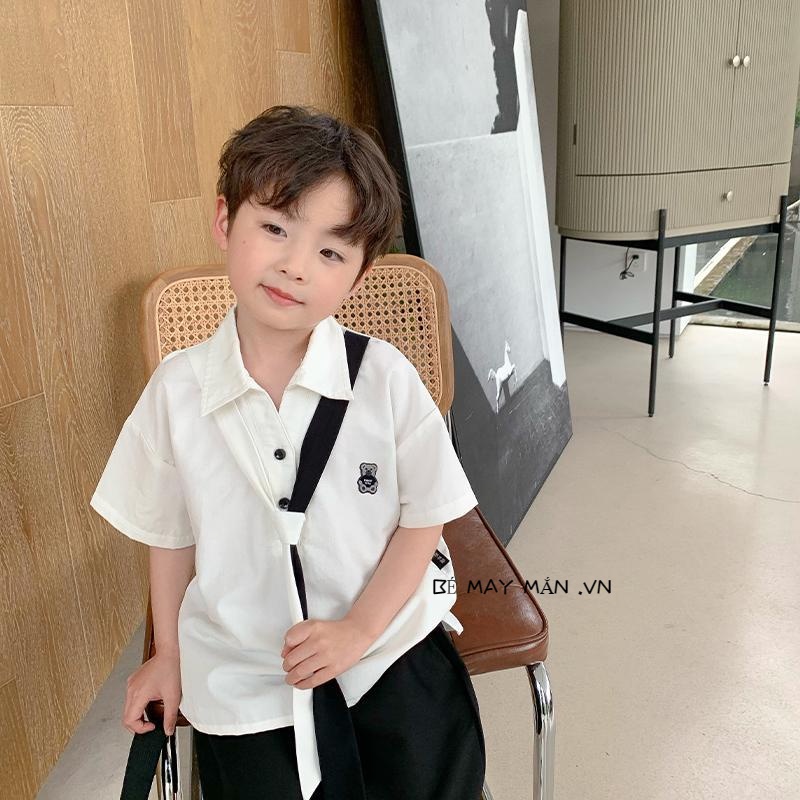 Bộ lạnh bé trai,Bộ Áo Sơ Mi Trắng + Quần Short Thời Trang Mùa Hè Cho Bé Trai 1-10 Tuổi