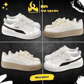 Giày thể thao nữ 𝑷𝒖𝒎𝒂 đế nâu, giày 𝑷𝒖𝒎𝒂 trắng sọc đen Full Box - giày 𝑷𝒖𝒎𝒂 nữ độn đế tăng chiều cao