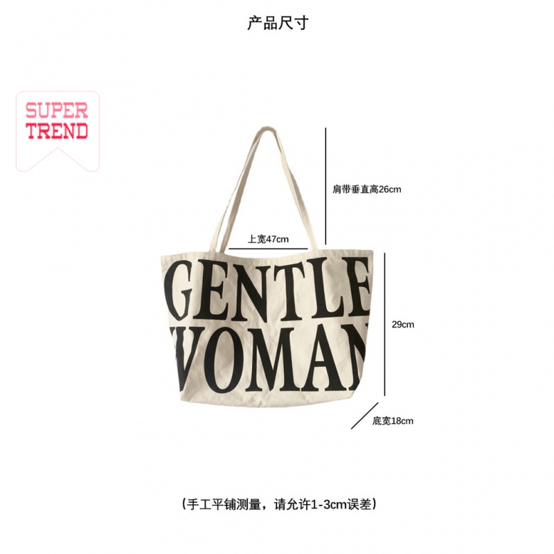 Túi Xách Vải Canvas Cỡ Lớn In Chữ Phong Cách Hàn Quốc Thời Trang Cho Nữ