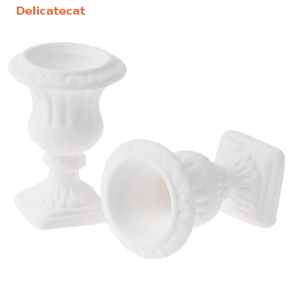 Bộ 2 Chậu Hoa Trắng Tỷ Lệ 1: 12 Dùng Trang Trí Nhà Búp Bê