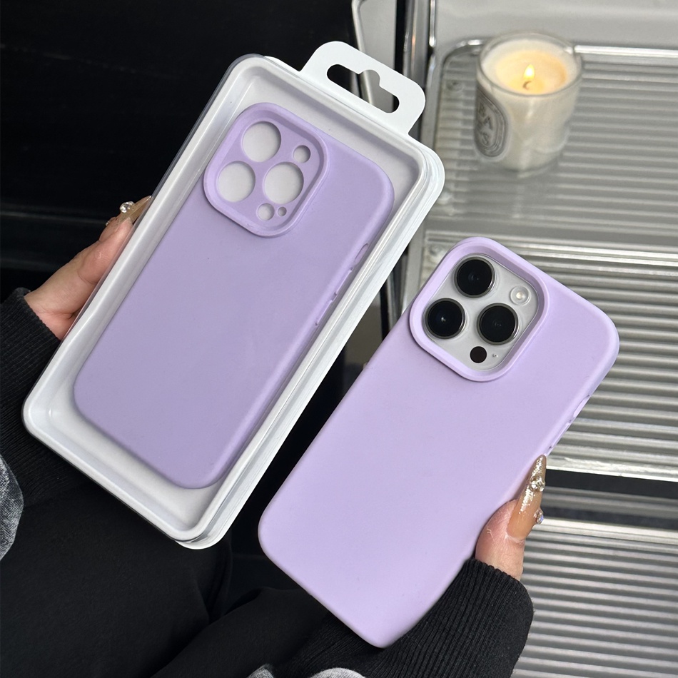 Ốp Điện Thoại Silicone Mềm Chống Sốc Màu Tím Nhạt Cho iPhone 14 Pro Max 14 11 12 13 Pro Max 14 Plus