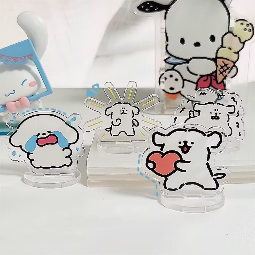 Bộ 4 Giá Đỡ Bằng Acrylic Hình Chú Chó Hoạt Hình Dễ Thương Độc Đáo Trang Trí Bàn Làm Việc