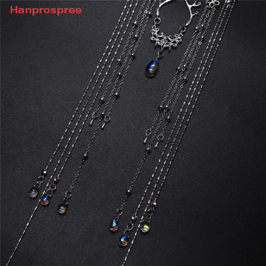 Hanprospree > Băng Đô Cài Tóc Chuỗi Xích Đính Đá Hình Giọt Nước Phối Tua Rua Phong Cách Trung Hoa Cổ Điển