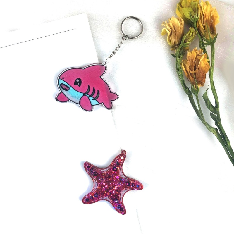 Set 5 Khuôn Silicone Làm Móc Khóa Hình Động Vật Biển Xinh Xắn