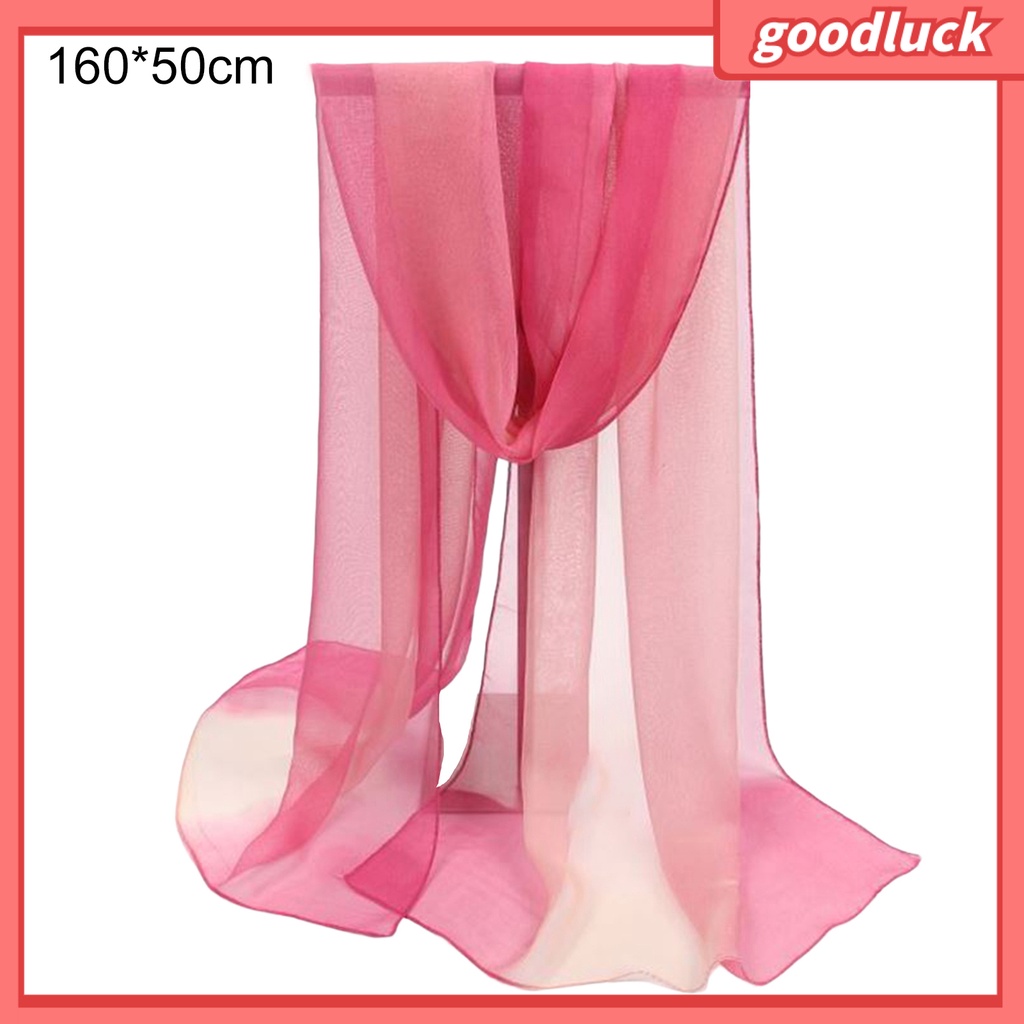 [GOO] Khăn Choàng Voan Dài Chống Nắng Siêu Mỏng Nhìn Xuyên Thấu Hình Chữ Nhật Màu Sắc Gradient Hóa Trang