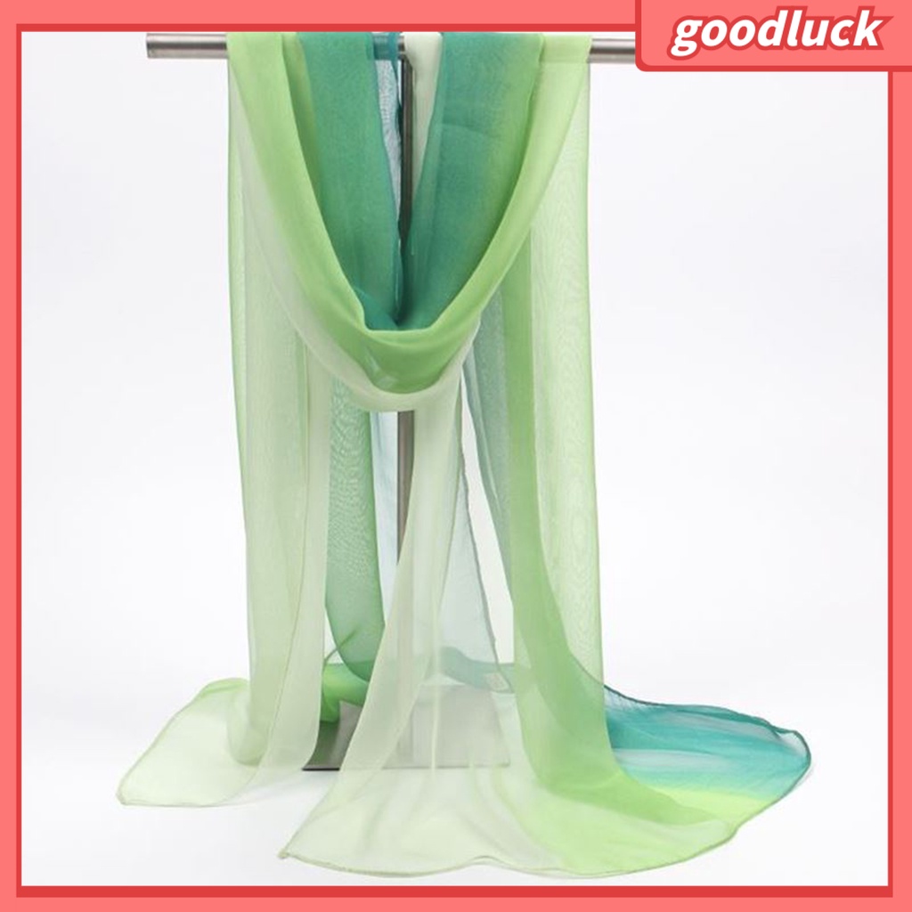 [GOO] Khăn Choàng Voan Dài Chống Nắng Siêu Mỏng Nhìn Xuyên Thấu Hình Chữ Nhật Màu Sắc Gradient Hóa Trang