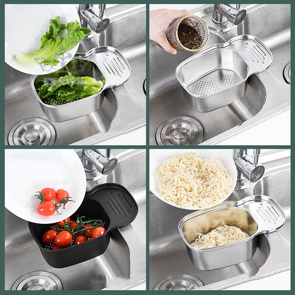 【FUNWD】Kitchen Sink Strainer Basket Stainless Steel Drain Holder Storage Rack Filter Brand New