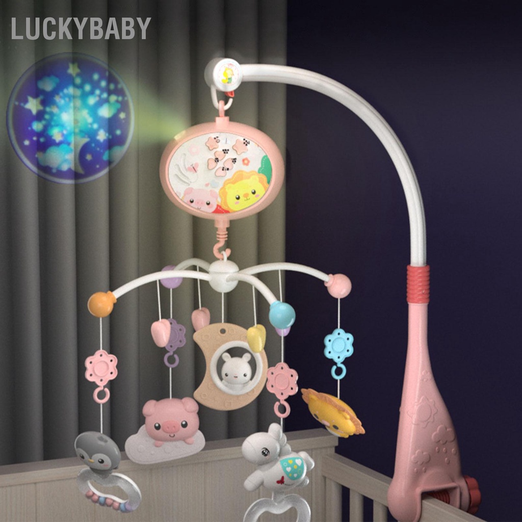 LUCKYBABY Treo Lục Lạc Xoay Điều Khiển Từ Xa Cũi Nhạc Cho Bé Máy Chiếu Di Động 1 Đến 12 Tháng Tuổi Có Hẹn Giờ