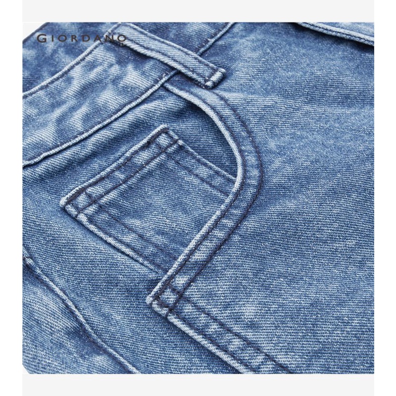 Quần short GIORDANO 05403327 denim cạp cao lộ đường may phối 5 túi thời trang dành cho nữ