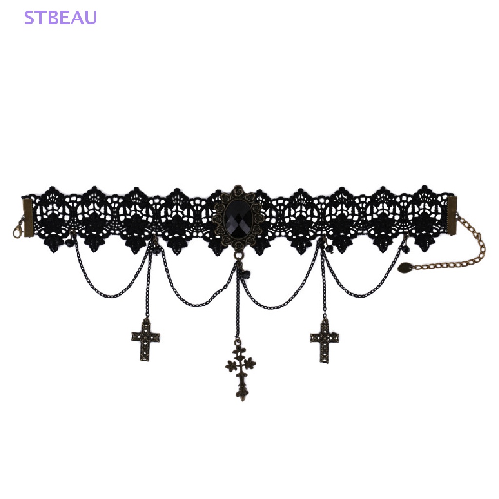 [Cxsteau] Vòng Cổ Choker Ren Có Thể Điều Chỉnh Phối Tua Rua Phong Cách Steampunk Trang Phục Halloween