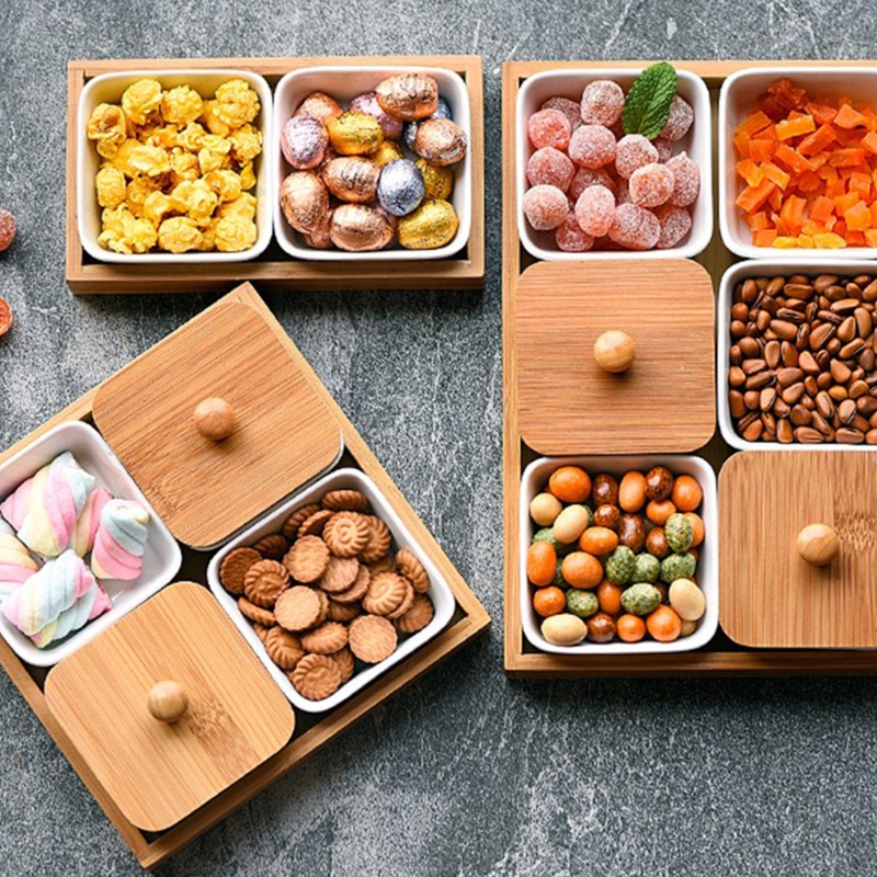 Khay Đựng Gia Vị Chia Ngăn Bằng Gỗ Tre Tiện Dụng Cho Nhà Bếp