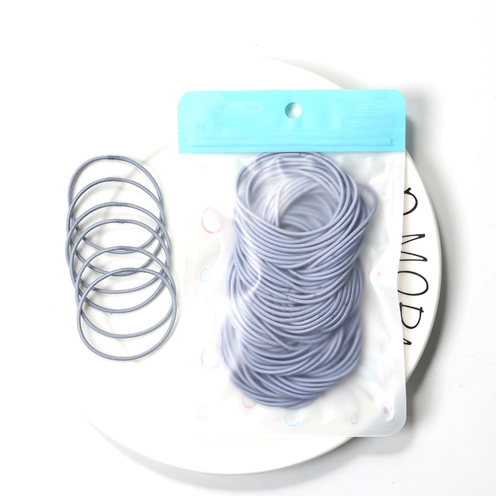 Set 4 / 100 Dây Cột Tóc Co Giãn Màu Trơn Thời Trang Cho Nữ