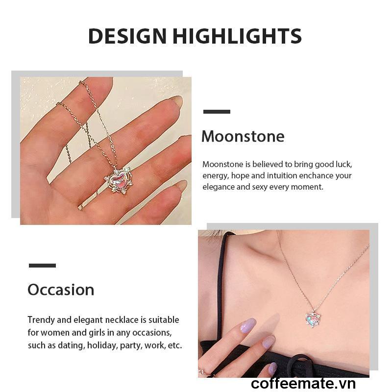 【coffeemate】⚡Vòng cổ mạ bạc mặt hình trái tim đính đá pha lê Thời Trang Cho Cặp Đôi