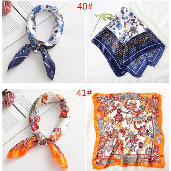 Khăn vuông chất liệu lụa Satin phong cách vintage thời trang
