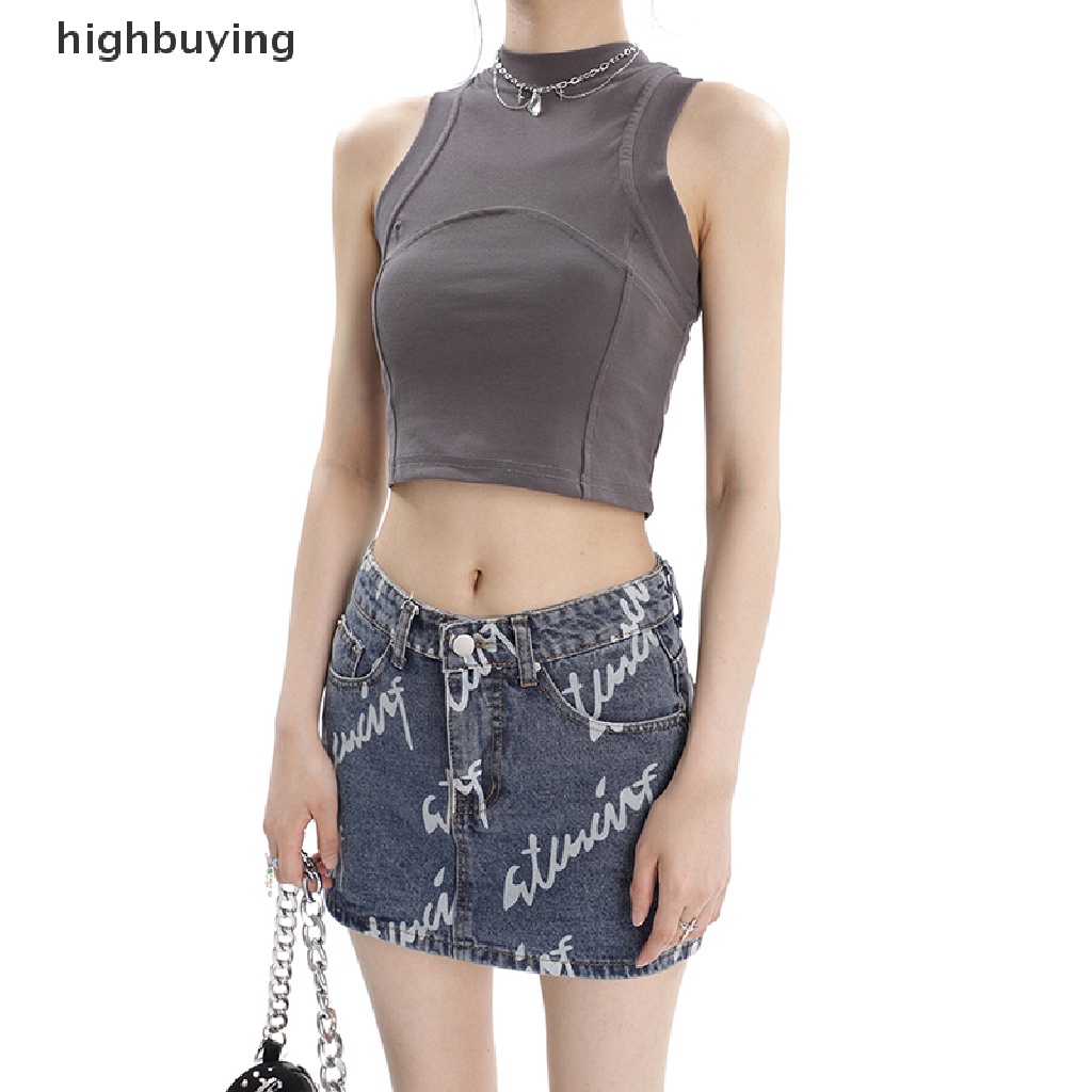 Áo Croptop Sát Nách Cổ Tròn Màu Sắc Đơn Giản Cho Nữ