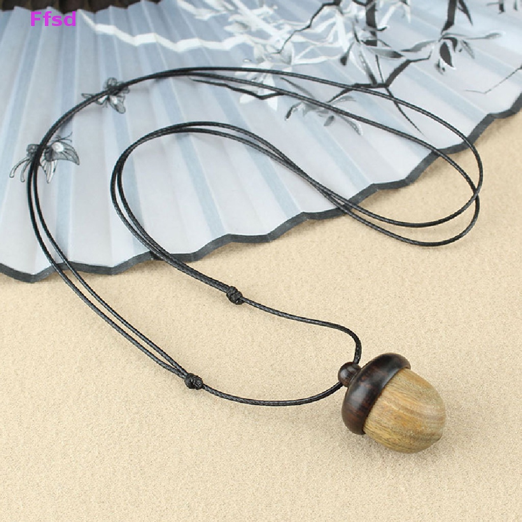 {Ffsd} Vòng cổ Mặt Hình Quả Bắp Acorn Có Thể Vặn Được Bằng Gỗ Mun Dáng Dài