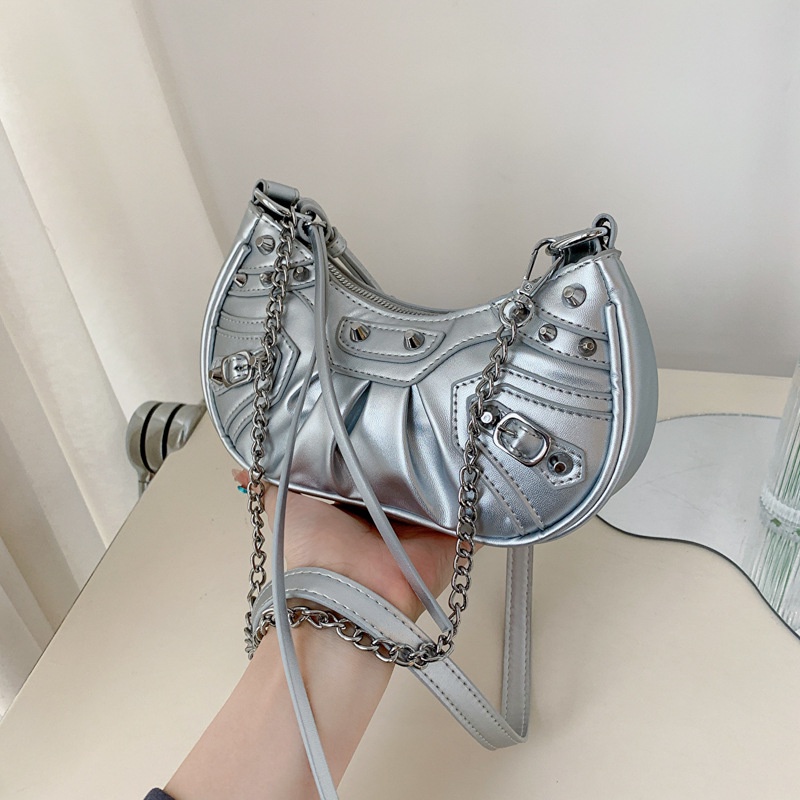 MISCHA Túi Xách Màu Trơn Đính Đinh Tán Phong Cách Âu Mỹ Thời Trang Cho Nữ