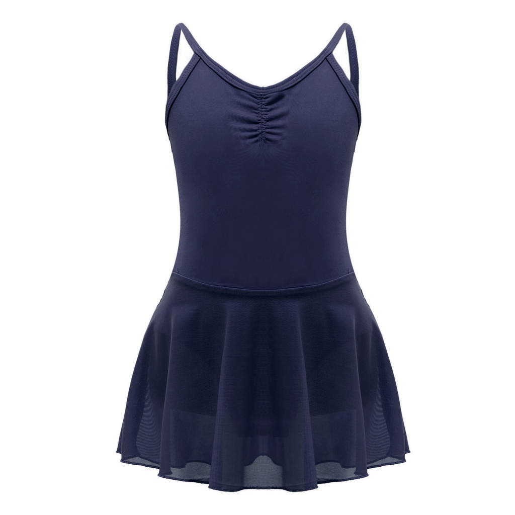 Trẻ Em Bé Gái Khiêu Vũ Quần Áo Suspender V Neckline Ruched Mặt Trước Không Lưng Màu Trơn Kiểm Tra Thể Chất Đầm Ballet Quốc Gia
