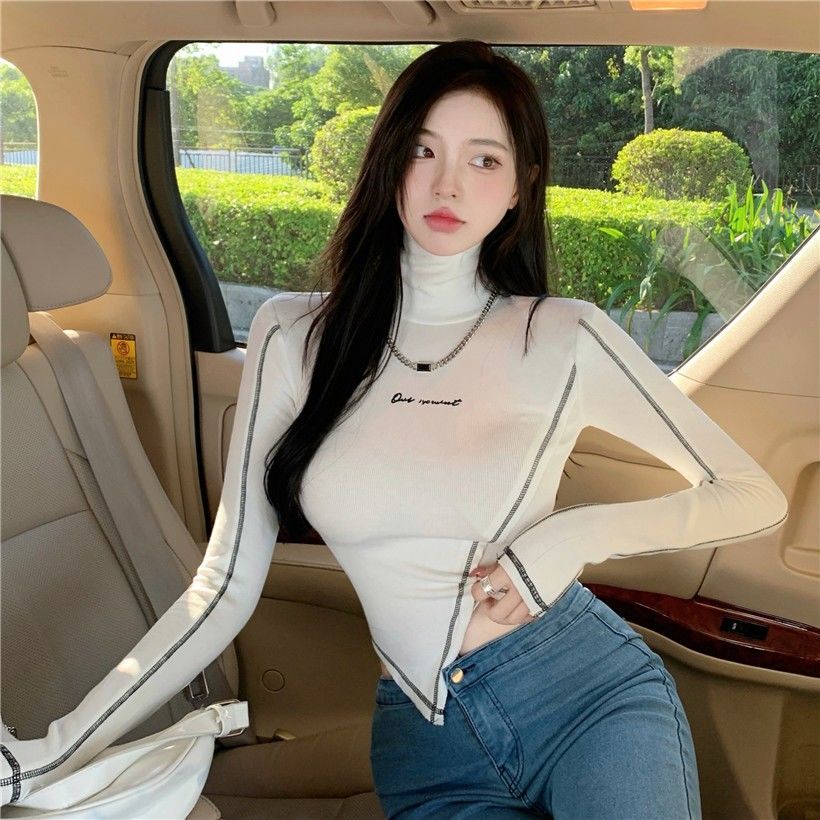 Áo Croptop Cổ Cao Thiết Kế Độc Đáo Thời Trang Cho Nữ