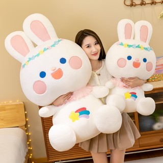 Thỏ nhồi bông mềm màu cầu vồng dễ thương dùng làm quà tặng