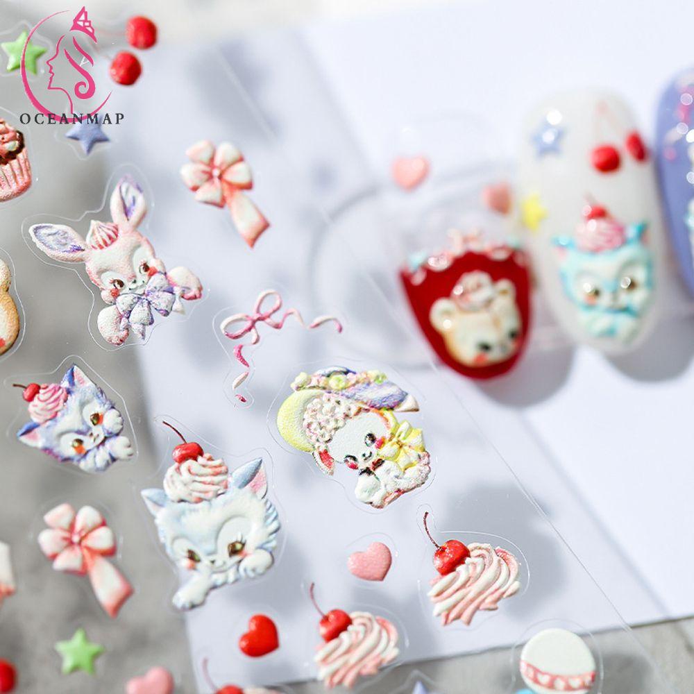 [Hàng mới về] Miếng dán mỏng trang trí móng tay hiệu ứng 3D tự dính thời trang họa tiết hoạt hình tùy chọn cho nữ DIY