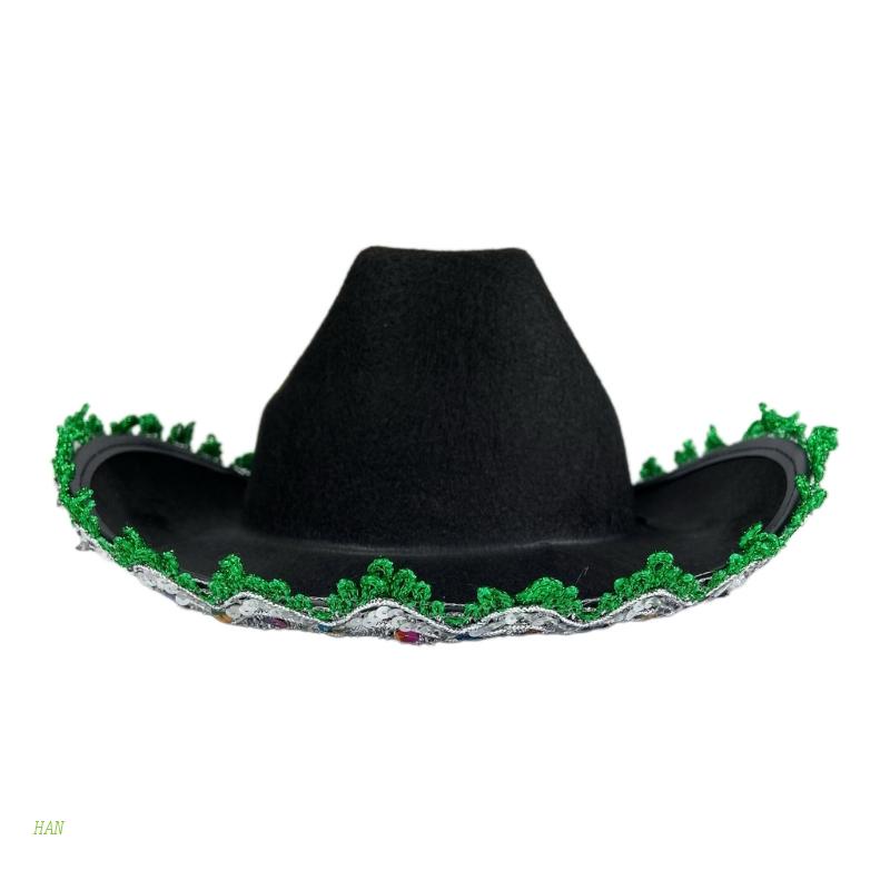 Mũ Cao Bồi Đính Kim Sa Lấp Lánh Thời Trang Vintage