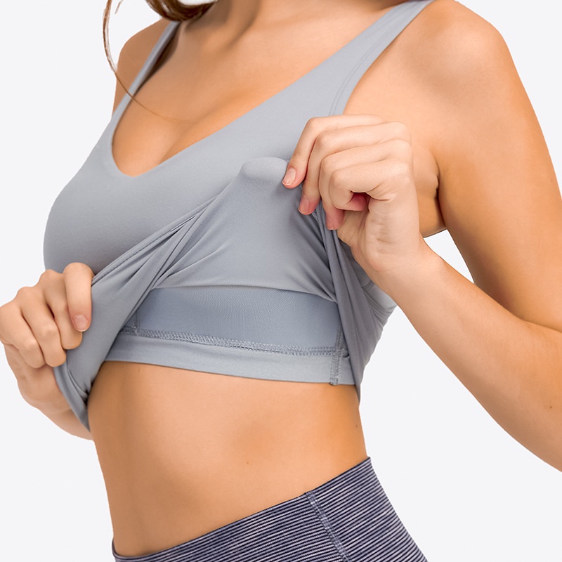 Áo Ngực Thể Thao Chống Sốc Hình Chữ U Có Đệm Nâng Ngực Dành Cho Nữ