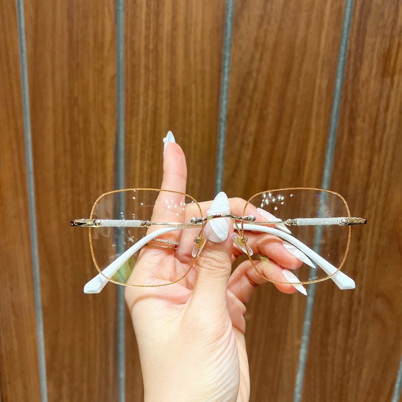 Gọng Kính Không Viền Vuông  Phối Kim Tuyến Đẹp HotTrend Hot Hit
