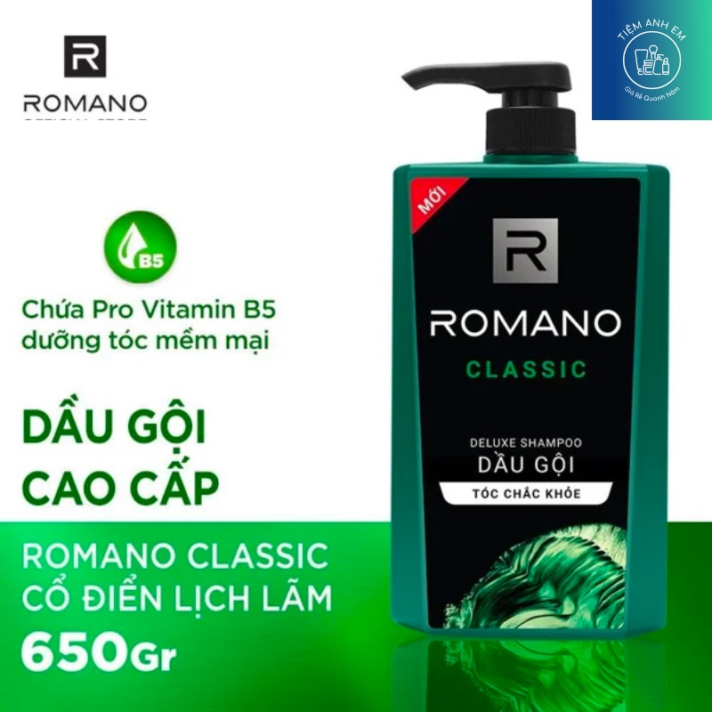 Dầu gội Hương Nước Hoa Cho Nam Romano Classic, Attitude, Gentleman, Force chai lớn 650g