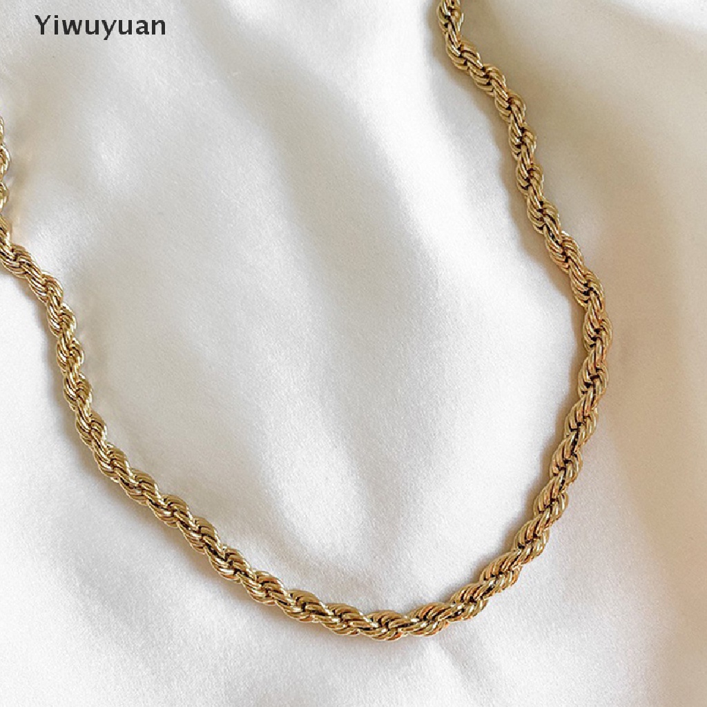 < Yiwuyuan > Vòng Cổ Choker Dây Thừng Bằng Thép Không Gỉ 316L Không Phai Màu Sắc Trang Sức Vàng 3 / 4MM Cho Nam Và Nữ